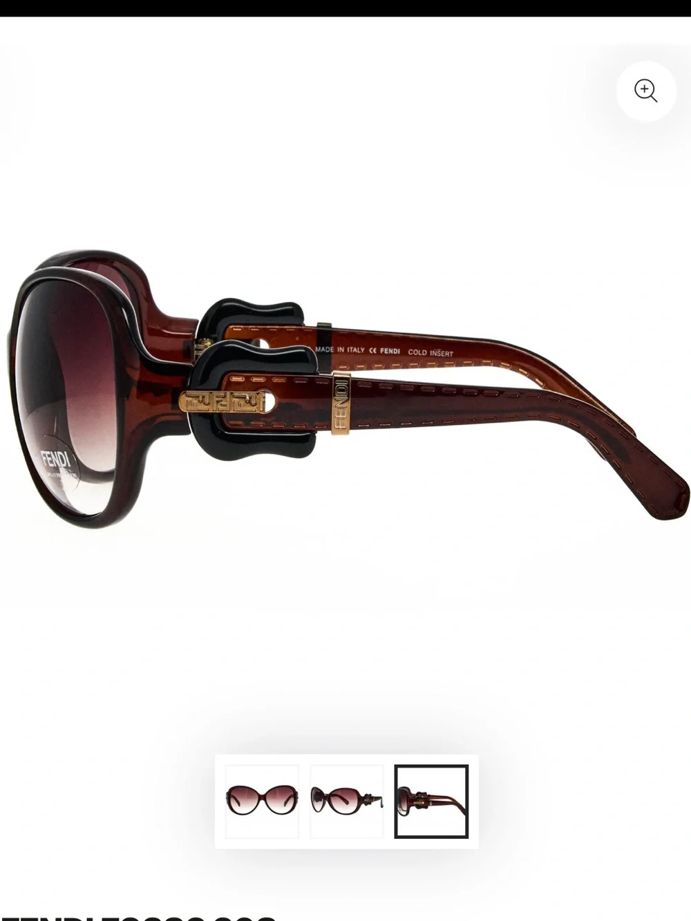 Vintage Fendi Burgundy Gradient Oval Sunglasses with Gold Accents